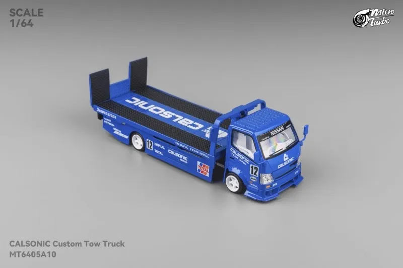 

Micro Turbo 1:64 Полностью напольная планшетная кровать металлического синего цвета, литая под давлением модель автомобиля в коллекции 2025 года, подарок