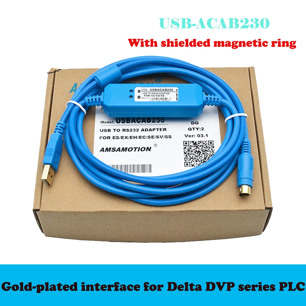 USB-ACAB230สำหรับ Delta PLC สายโปรแกรม USB ไปยัง RS232อะแดปเตอร์สำหรับ USB-DVP ES EX EH EC SE SV SS Series