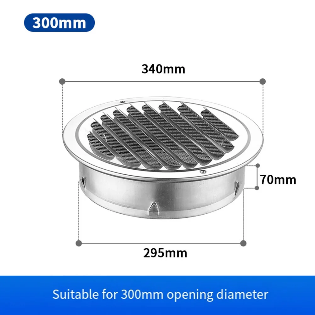 Round Stainless Steel Air Vent Grille Insect Protection Exterior Wall Ducting Ventilation Tool 80/100/120/150/160/180/200/300mm