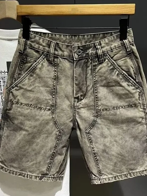 

Модные джинсовые шорты для мужчин, повседневные прямые брюки с пятью карманами, летняя одежда, городской стиль, молодежный фэшн