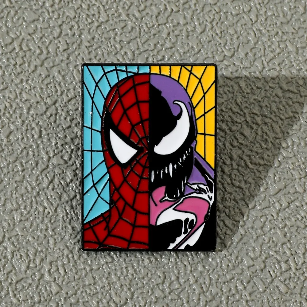 Spider-Man Metal Badge Cute Cartoon Creative Personality Double Sided Venom Alloy Drip Oil Brooch Accessory Pin Fashion Jewelry