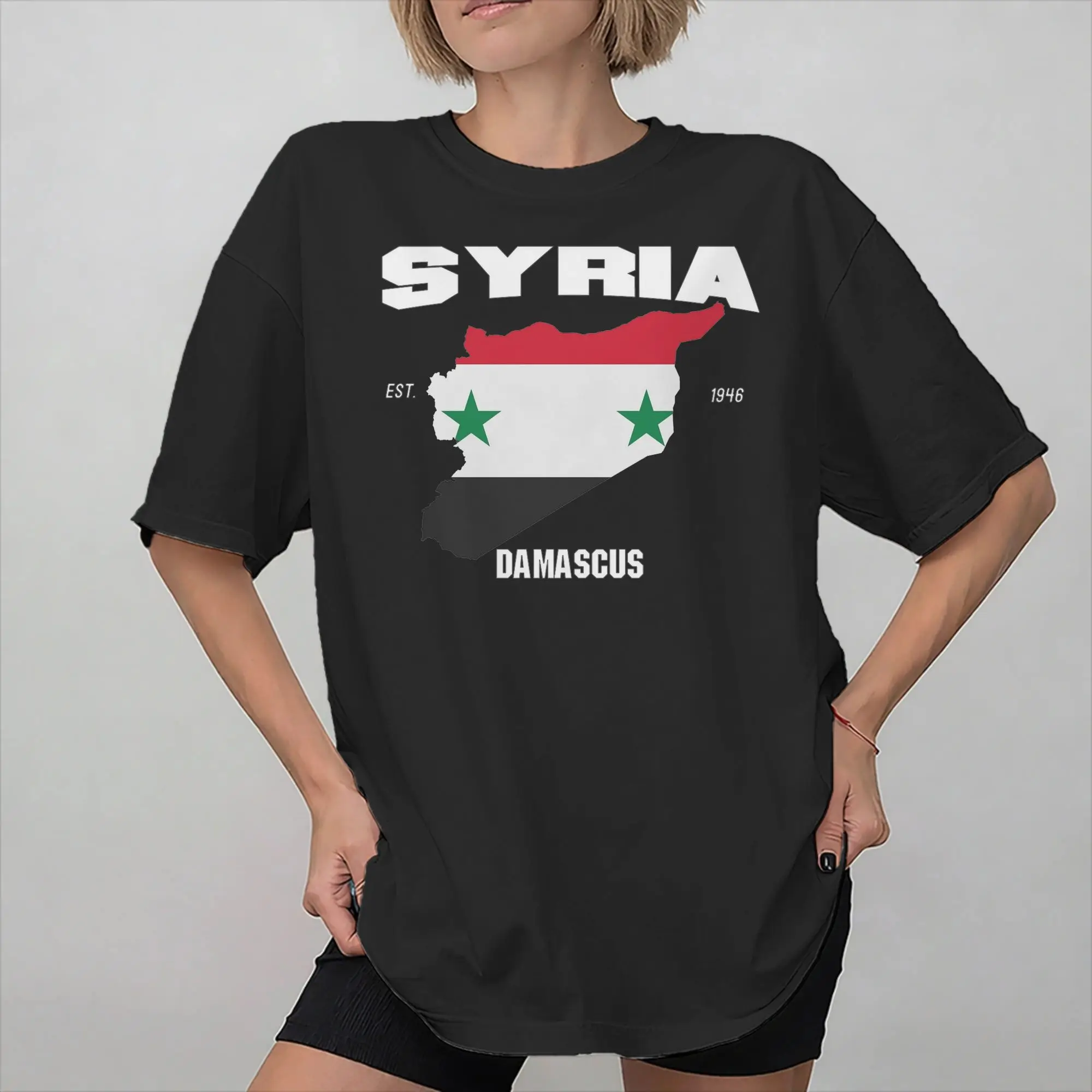 Syria Flag Map Syrian National  Graphic T Shirt for Men Women  Pure Cotton  Tee Shirt Clothing