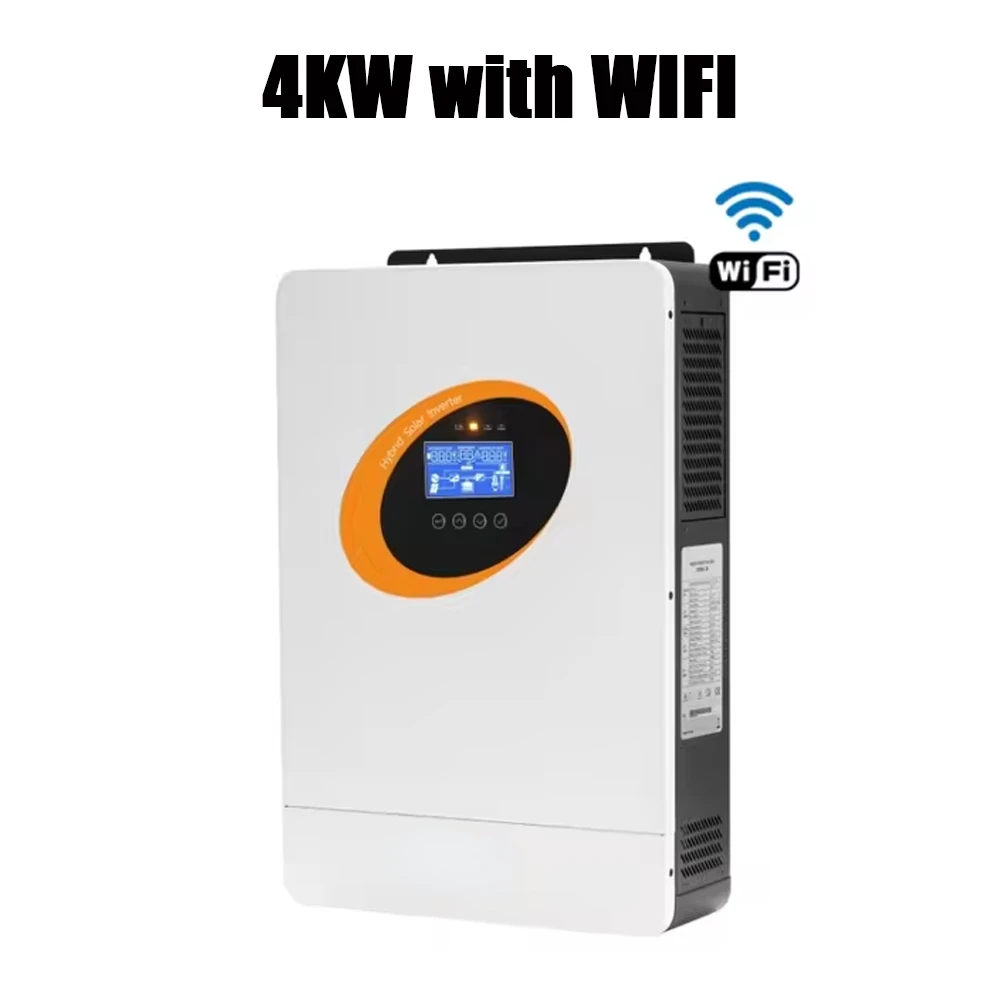 4KW Hybrid Solar Inverter 24V to 220V AC Off Grid Pure Sine Wave MPPT 100A Solar Charge Controller PV 500V with Wifi