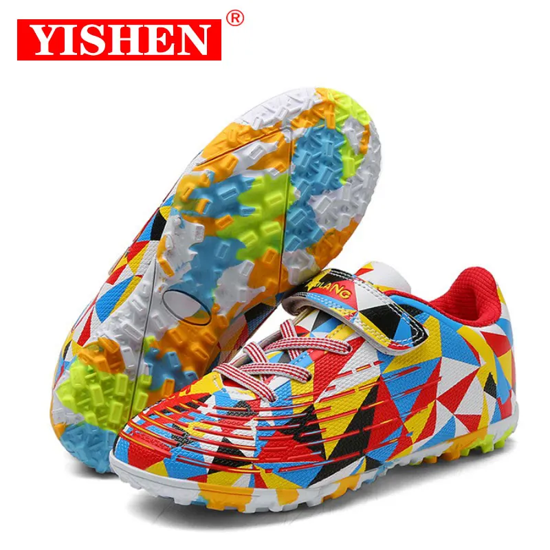 YISHEN Soccer Shoes For Kids Fashion Trend Running Shoes Anti-skid Clourful Sports Sneakers Boys TF Sapatos De Futebol Infantil