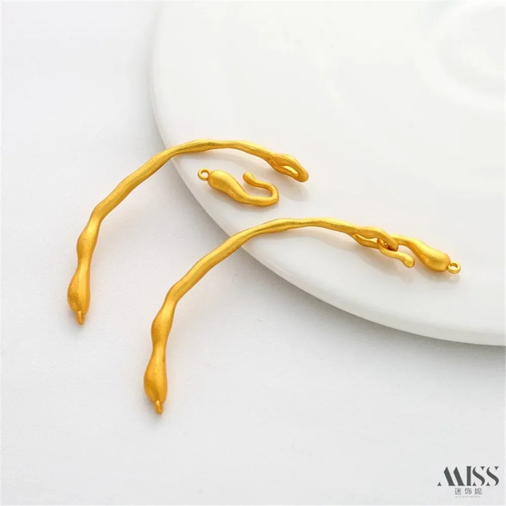 14K Copper Plated Real Gold Irregular Semi-circular Branch Bracelet DIY Handmade Bracelet Pearl Bracelet Accessories