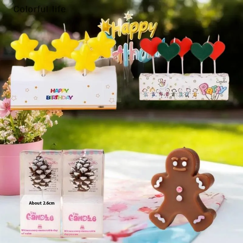 Рождественские-свечи-1-5-шт-Украшения-для-торта-на-день-рождения-Детский-день-рождения-цветная-свеча-праздничная-вечеринка-звездная-свеча-платье