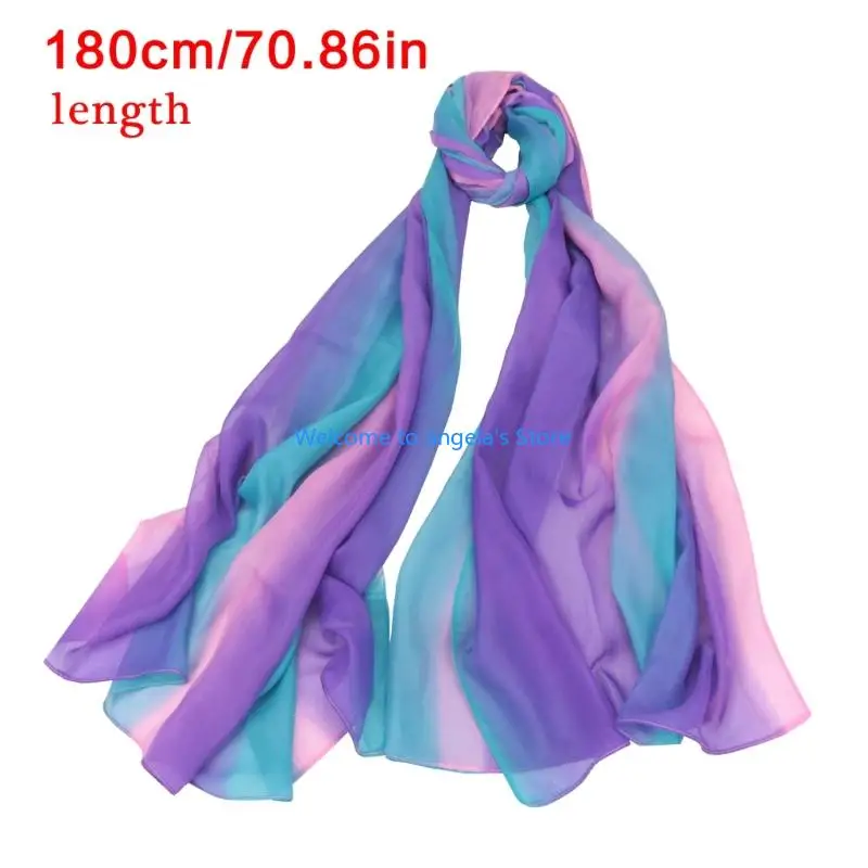 X4YC وشاح طويل للرقص الشرقي 180 × 100 سم شفاف للرقص شال شيفون لتغطية الشاطئ