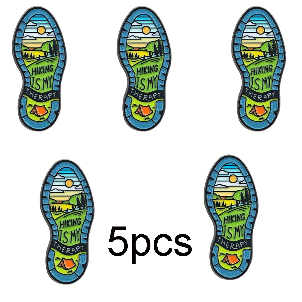 Wandern ist meine Therapie Emaille-Pin Lustige Camping-Schuhsohlen-Brosche Outdoor-Abenteuer-Abzeichen Naturliebhaber-Anstecknadeln Rucksack-Schmuck – Detail 13