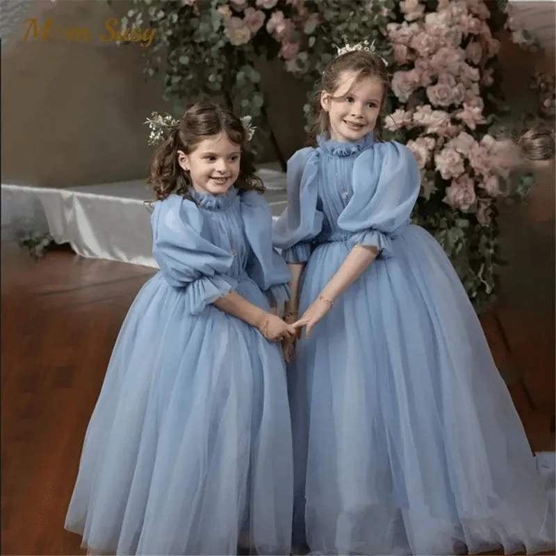 

Baby Girl Princess Long Tutu Dress Half Sleeve Infant Toddler Teen child Tulle Vestido Party Wedding Birthday Baby Clothes 1-12Y