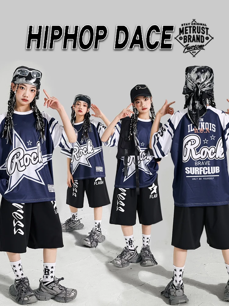 

New Children Jazz Modern Dance Costumes For Girls Loose Hiphop Practice Suit Boys Ballroom Hip Hop Dance Stage Clothing DQS19500