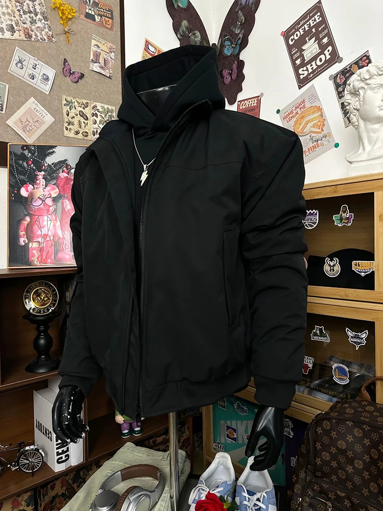 

Bla Tee-Proof Flight Jaet Cotton Workwear Men's Thiened Winter Coat American Sle Baseball orm Loose Fit Youth T...