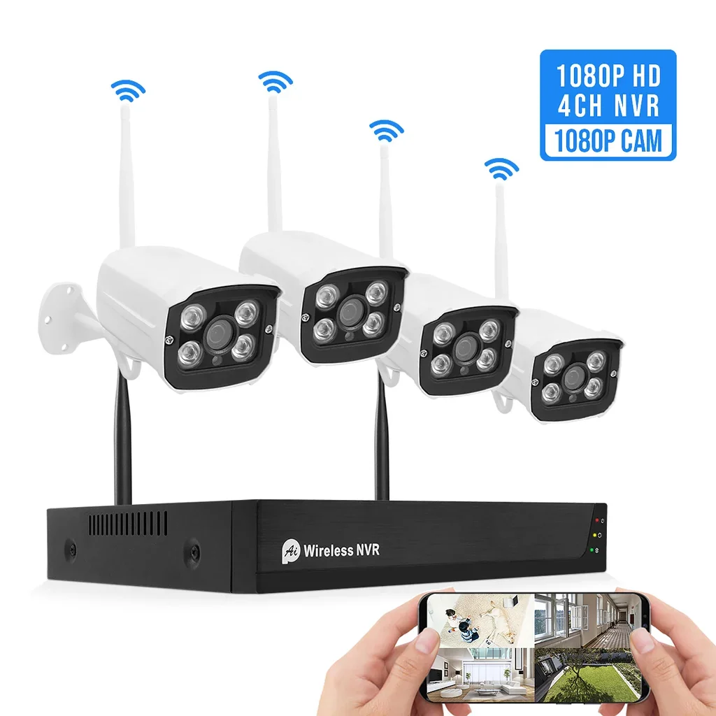 

Tuya cctv home security set AI 3MP HD 4 channel wifi wireless c ameras system 1TB Hard drive NVR kit