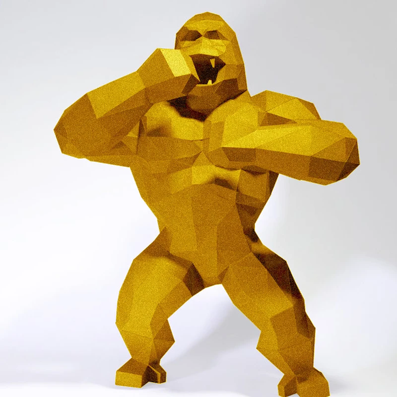 

Low Poly 3D Paper Animals Model Handmade Stand Gorilla 60cm DIY Papercraft Home Living Room Decoration Puzzles Orangutan Chimps