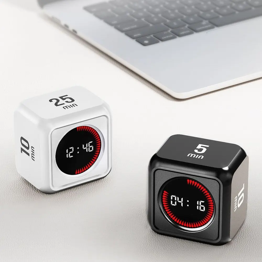 Gravity Sensor Gravity Sensing Timer LED Display Cube Shape Visual Flip Timer USB Rechargeable 4 Preset Time Countdown Timer