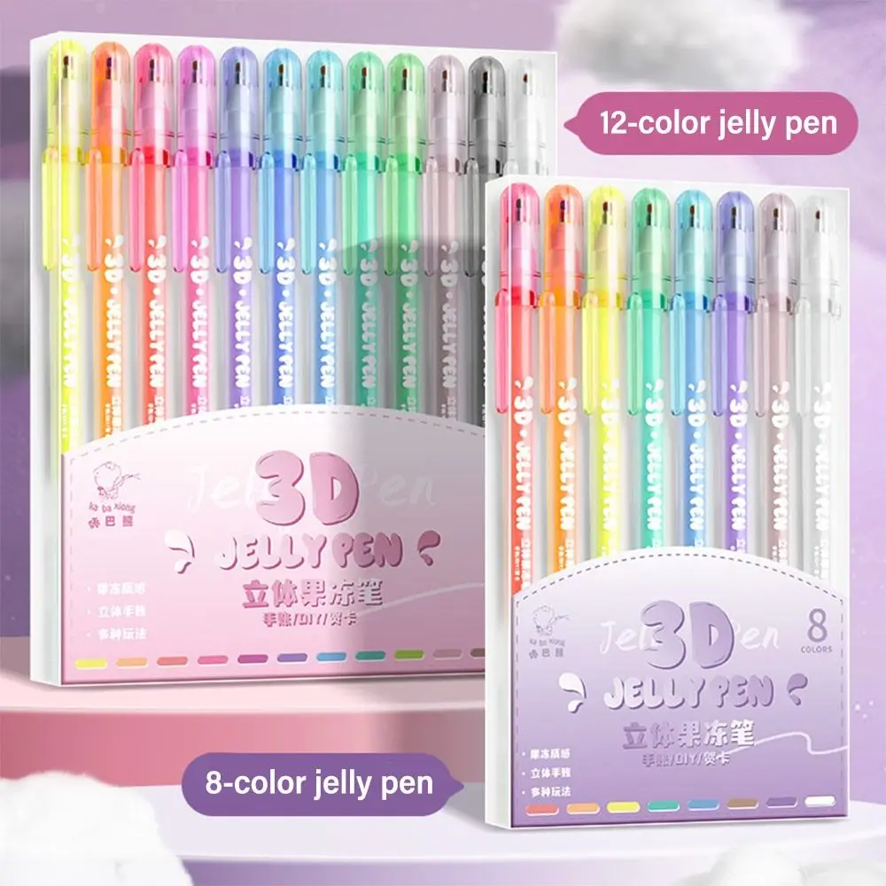 Imagem -02 - Multi-color Stereo 3d Jelly Pen Papelaria Criativa Marcadores Highlighter 3-dimensional Presente do Estudante Pcs Set