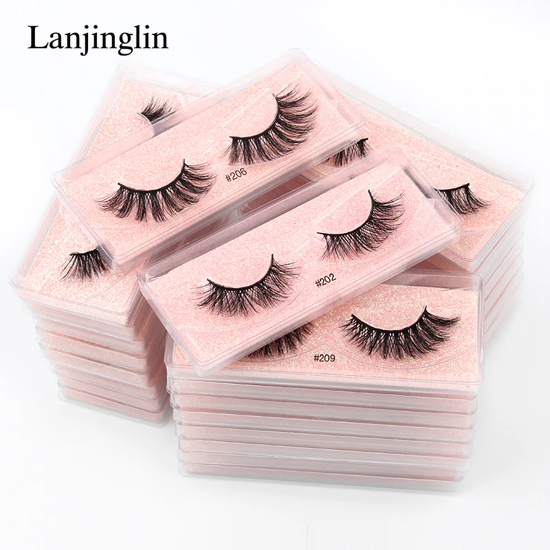 Wholesale 4/100Pairs False Eyelashes Natural Soft 3D Mink Lashes Handmade Cruelty-free Extension Faux Cils Makeup Tool maquiagem