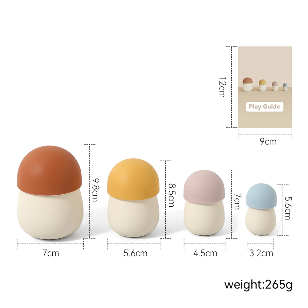Grzybowa Matrioszka Silikonowe Zabawki Edukacyjne dla Niemowląt Kreskówkowe Zabawki do Układania i Wkładania, Zabawki Rozwijające Precyzję Ruchu Palców, Prezenty dla Niemowląt