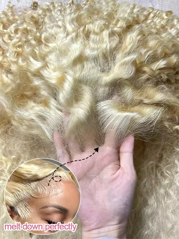 

42-дюймовые 613 Свободные глубокие волны 13x6 HD Парики из натуральных волос на кружеве Медовый блондин Вьющиеся парики Цветные волнистые парики на шнуровке 250%