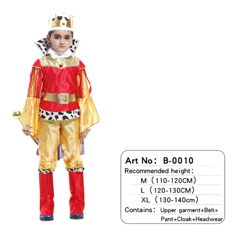 Anime The King Prince Cosplay Costume with Cape for Kids Christmas Carnival Party Boys No Scepter