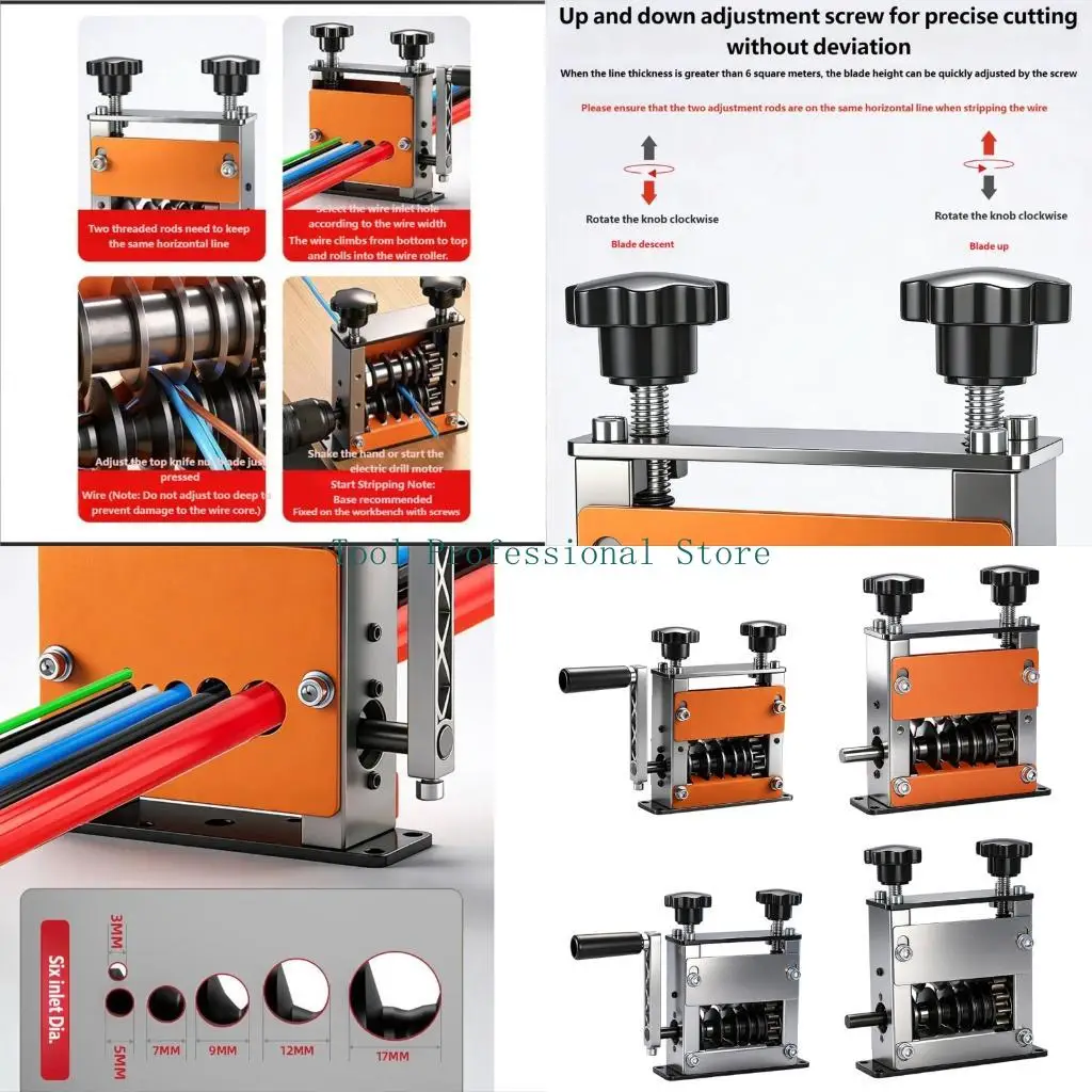 

57QF Versatile 6 Slot Wire Stripper For Copper And Aluminum Cable Features High Strength Steel Blade Electric or Manual Use