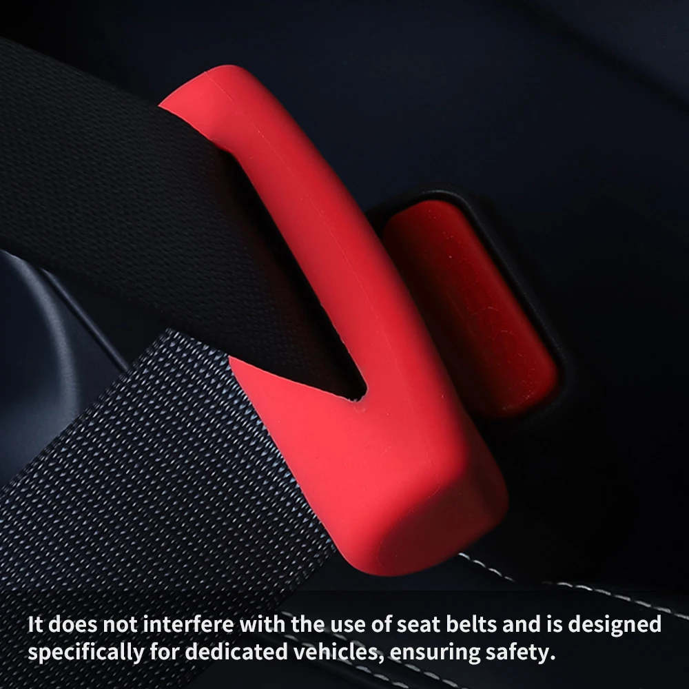 Juste de protection en silicone pour ceinture de sécurité de voiture, bouclier anti-collision, rouge, noir, pour modèles 3/Y, 2 pièces