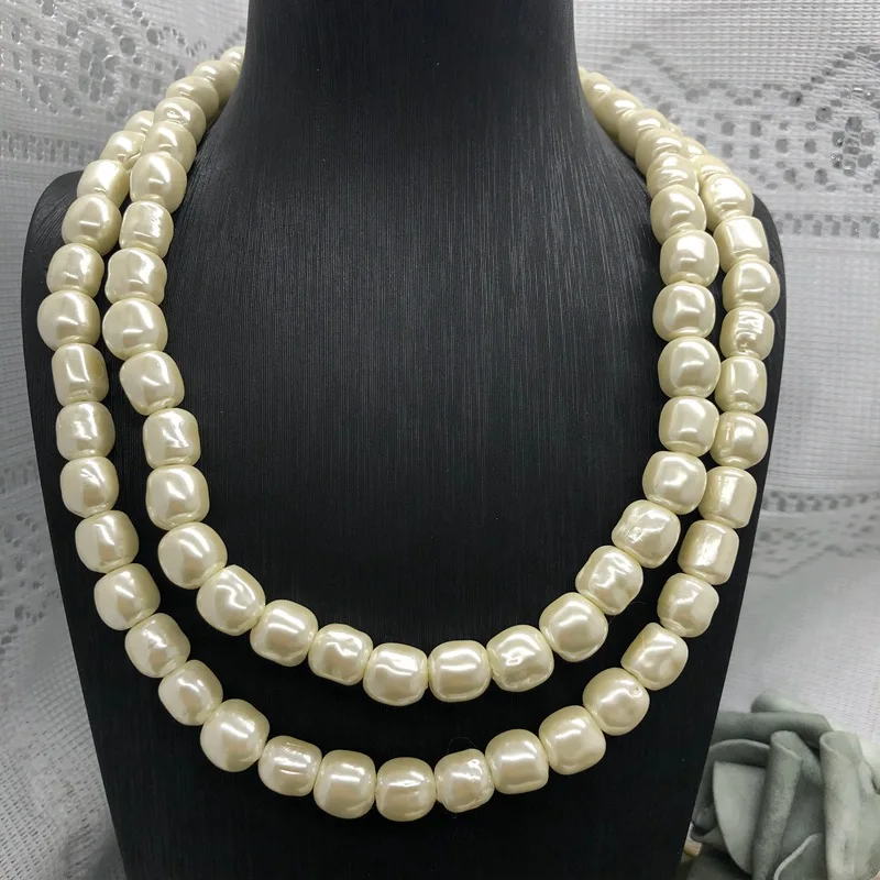 Jewelry Set for Women Double Layered Irregular Imitation Baroque Glazed Pearl Sweater Chain Party Show Daily Lady's Statement