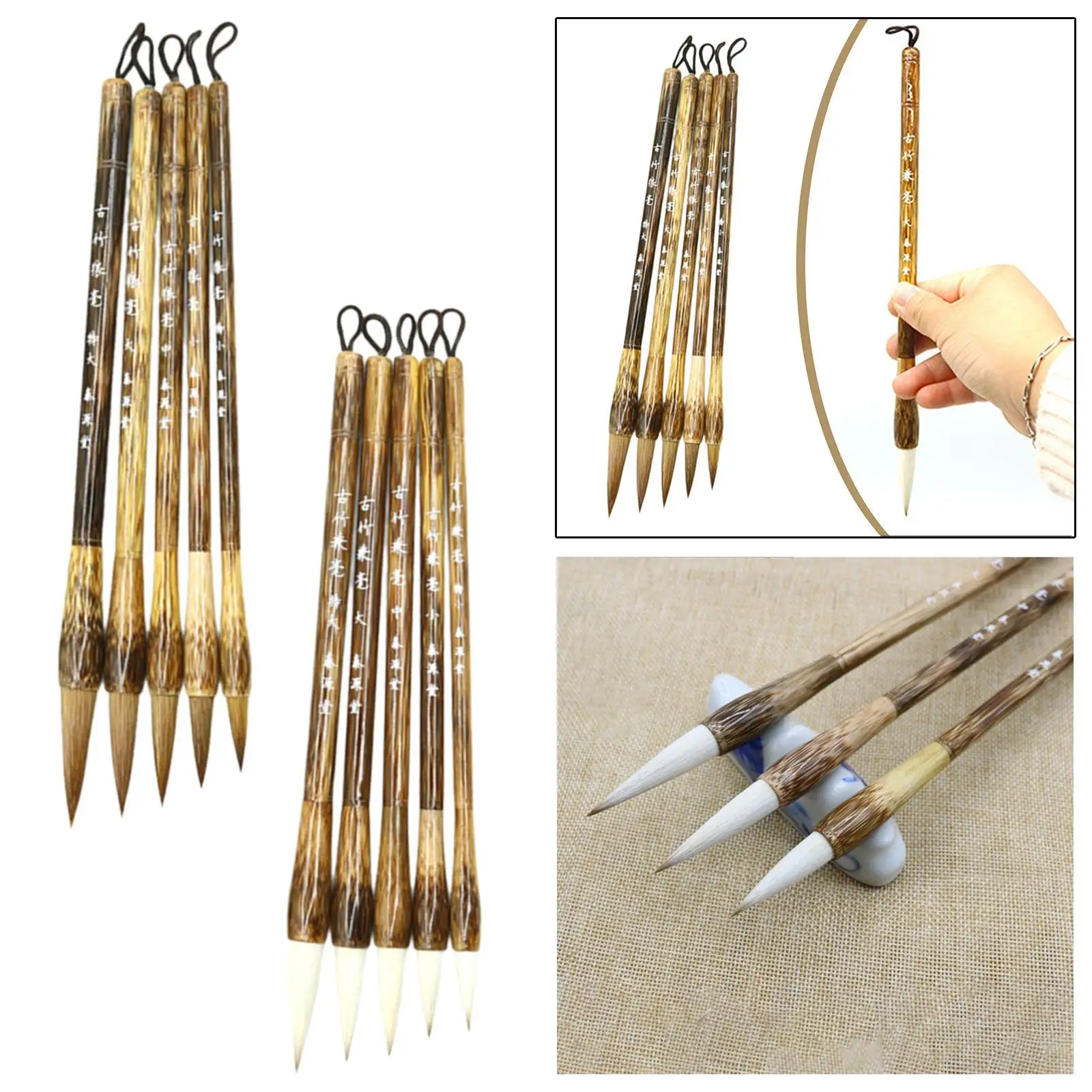 5Pcs Chinese Calligraphy Brushes Set Chinese Painting Tool Writing Brushes