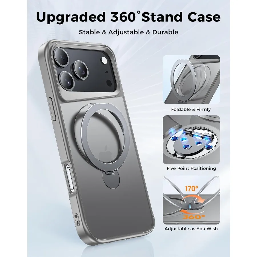 حامل مغناطيسي 360 درجة متوافق مع حافظة iPhone 17 Pro Max لهاتف 6.9 موديلات حماية من السقوط عسكرية مقاومة للصدمات وشفافة #5
