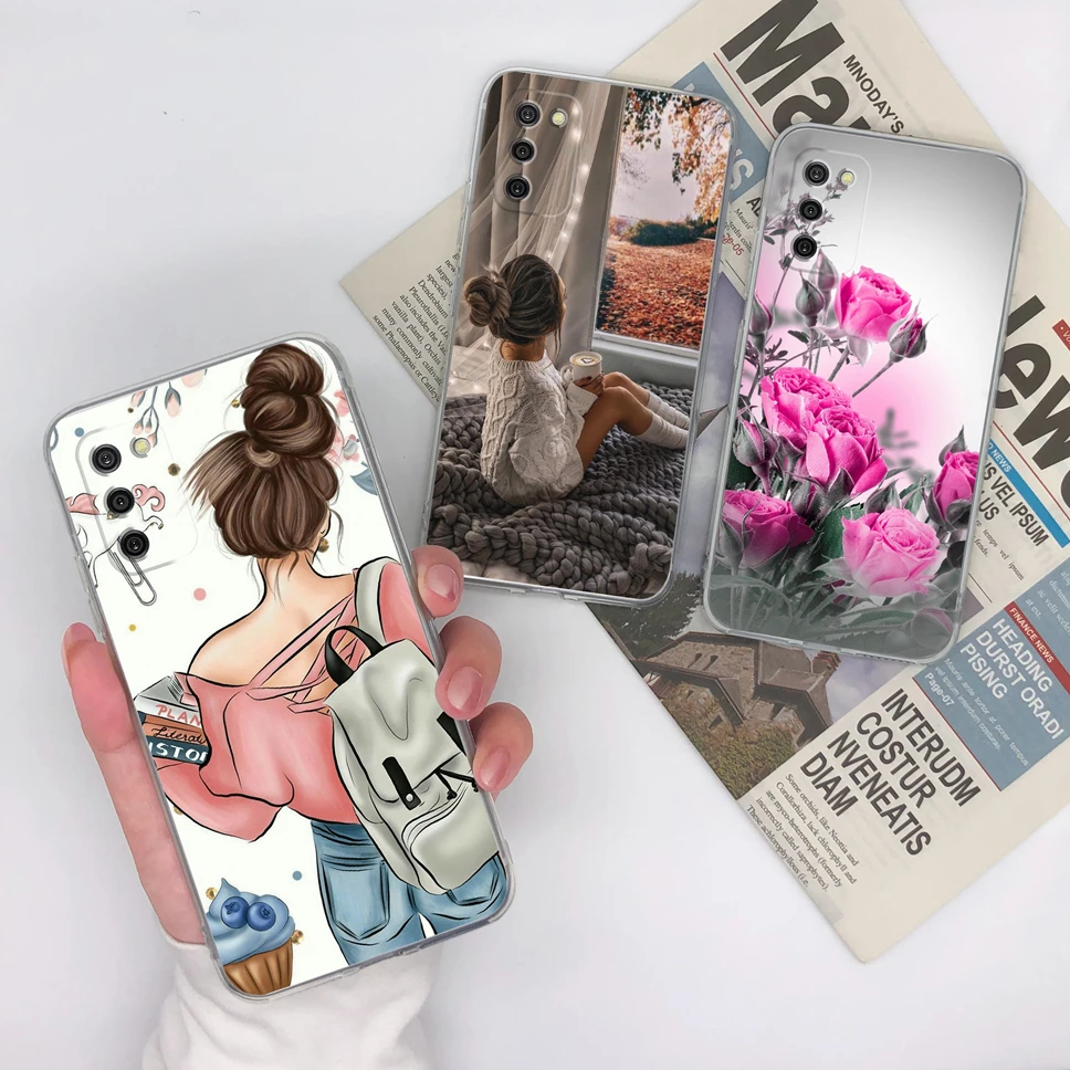 Phone Case For Samsung Galaxy A02S Fashion Sweet Girl Clear Soft Silicone TPU Protection Cover Capa For SamsungGalaxyA02S Fundas