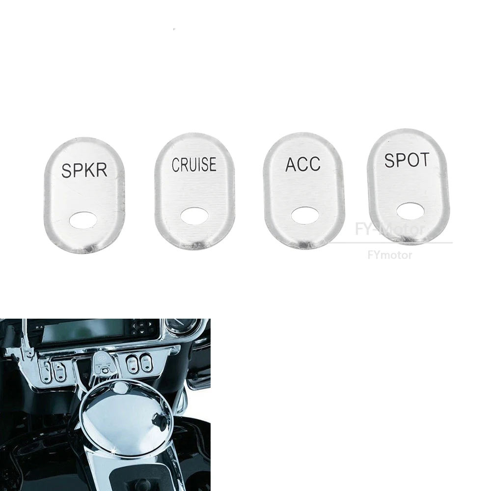

Motorcycle Brushed Panel Switch Button Covers Cap Silver 4pcs Fit For Harley Davidson Touring Road Electra Glide FLHT FLTR FLHX