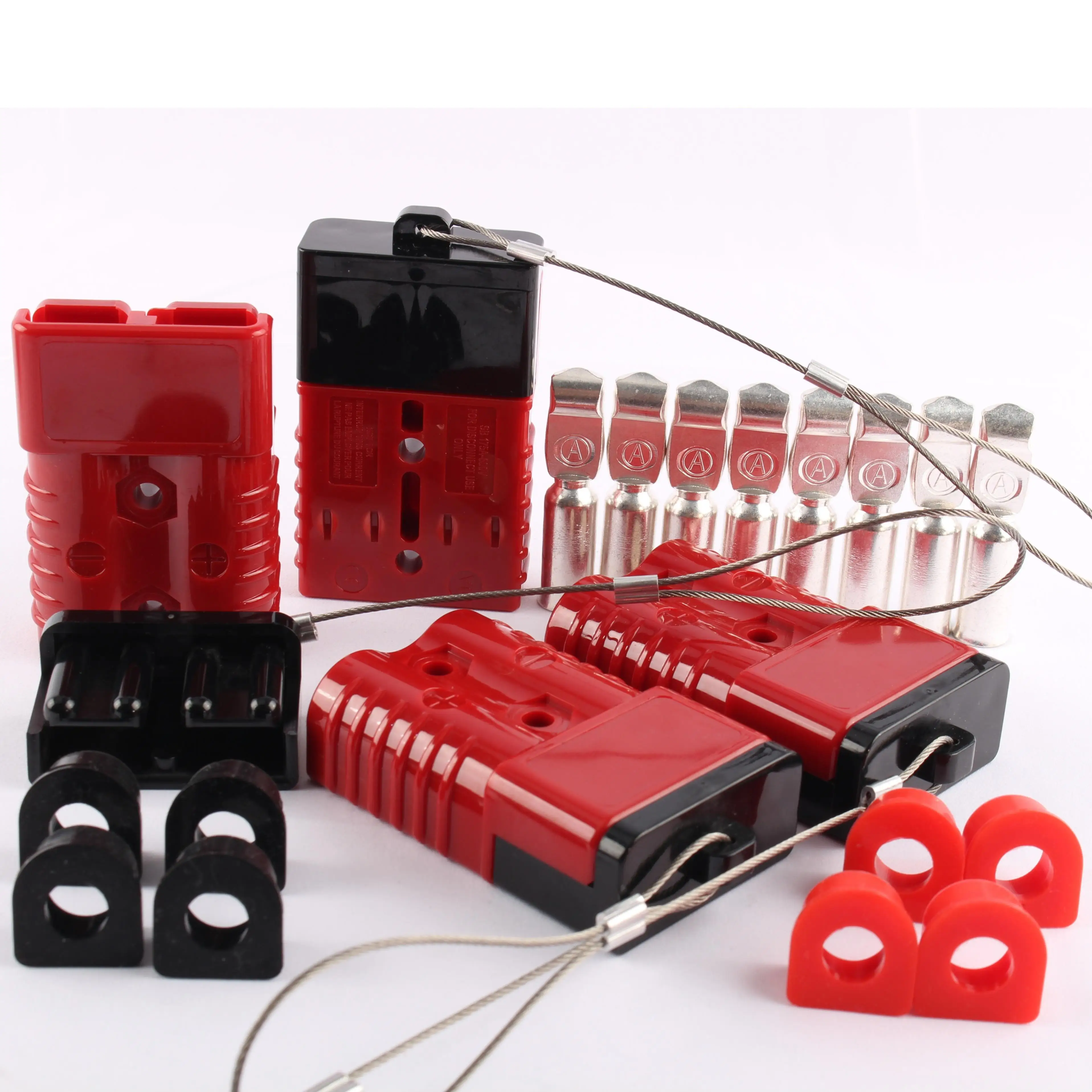 

2/4Pack 175A Red/Grey for Anderson Plug Battery Connect/Disconnect, Steel wire cap,1/0 AWG Plug Car Battery Harness/ Cable Plug