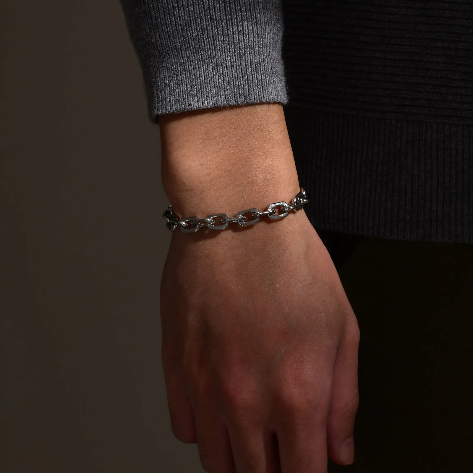 Basic 6.5MM Belcher Chain Bracelets for Men,Waterproof Stainless Steel Square Geometric Links Wristband Gift,pulseira