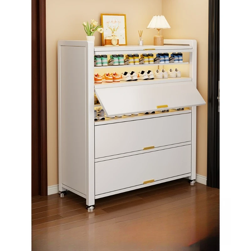 Steel shoe cabinet, household door storage cabinet, integrated multi-layer locker against the wall