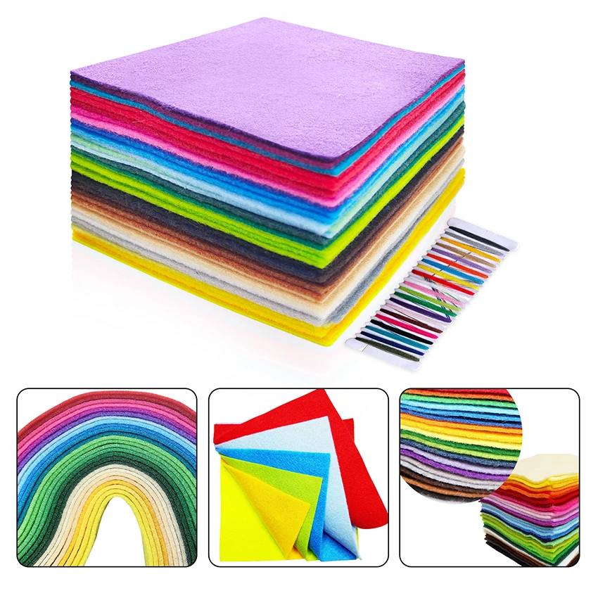 Craft Felt Fabric Sheets Assorted Colors Squares Soft And Stiff for Choice 20x30cm 40Pcs Pack for Art & DIY Project