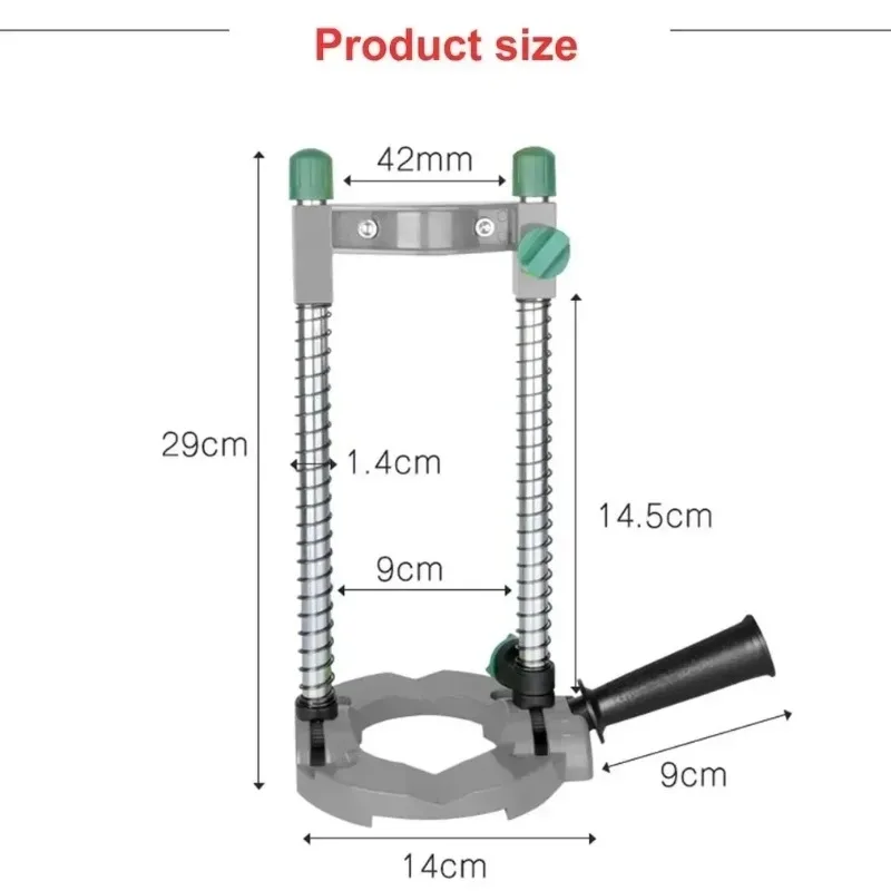 

Electric Pipe Hand Drill Drilling Guide Holder Stand with Adjustable Angle Removable Handle DIY Woodworking Tool