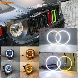 For JEEP Renegade 2014 2015 2016 2017 2018 2019 Ultra Bright Refit Day Light Turn Signal SMD LED Angel Eyes Kit Halo Rings