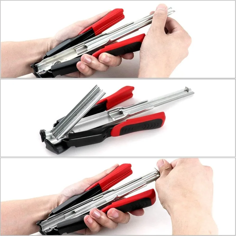 Spring Loaded Hog Ring Plier Kit with 2500pcs Hog Rings Galvanized Steel Auto-feeding Fence Fastener for Farms Livestock Farm