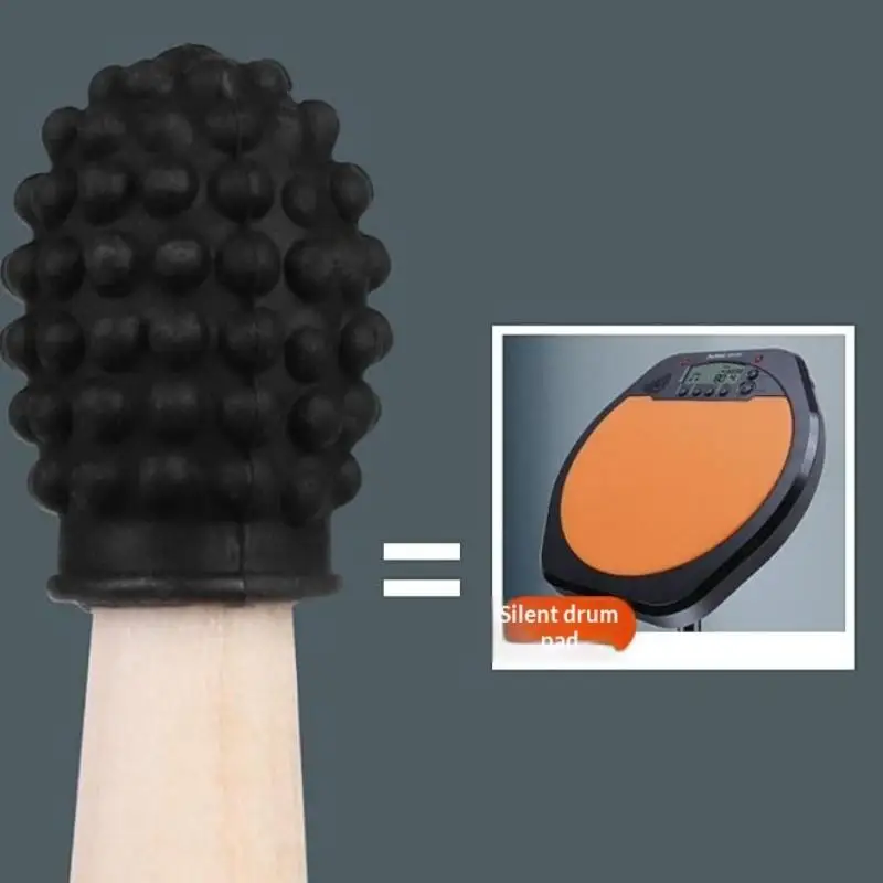New 2PCS Drum Mute Silicone Sleeves Weakened Sound Silencers Practice Tips Drumstick Head Rubber Sleeves For Quiet Drumming