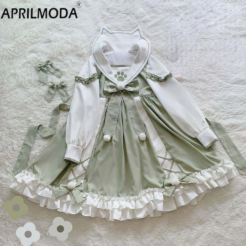 2024 Japanese Cosplay Ruffle Lolita Dresses Y2k Aesthetic Summer Kawaii A-line Bow Dress Fairy Grunge Student Patchwork Vestidos