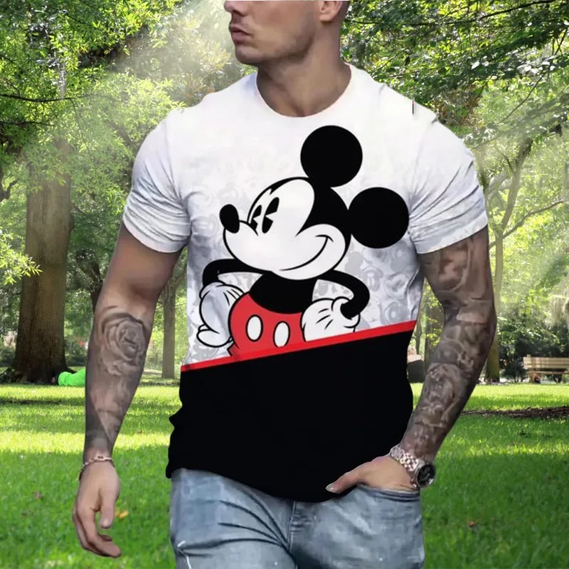 

MOTO-Men's T-shirt Mickey Mouse 3D printed men's short sleeved Disney pattern top adult size
