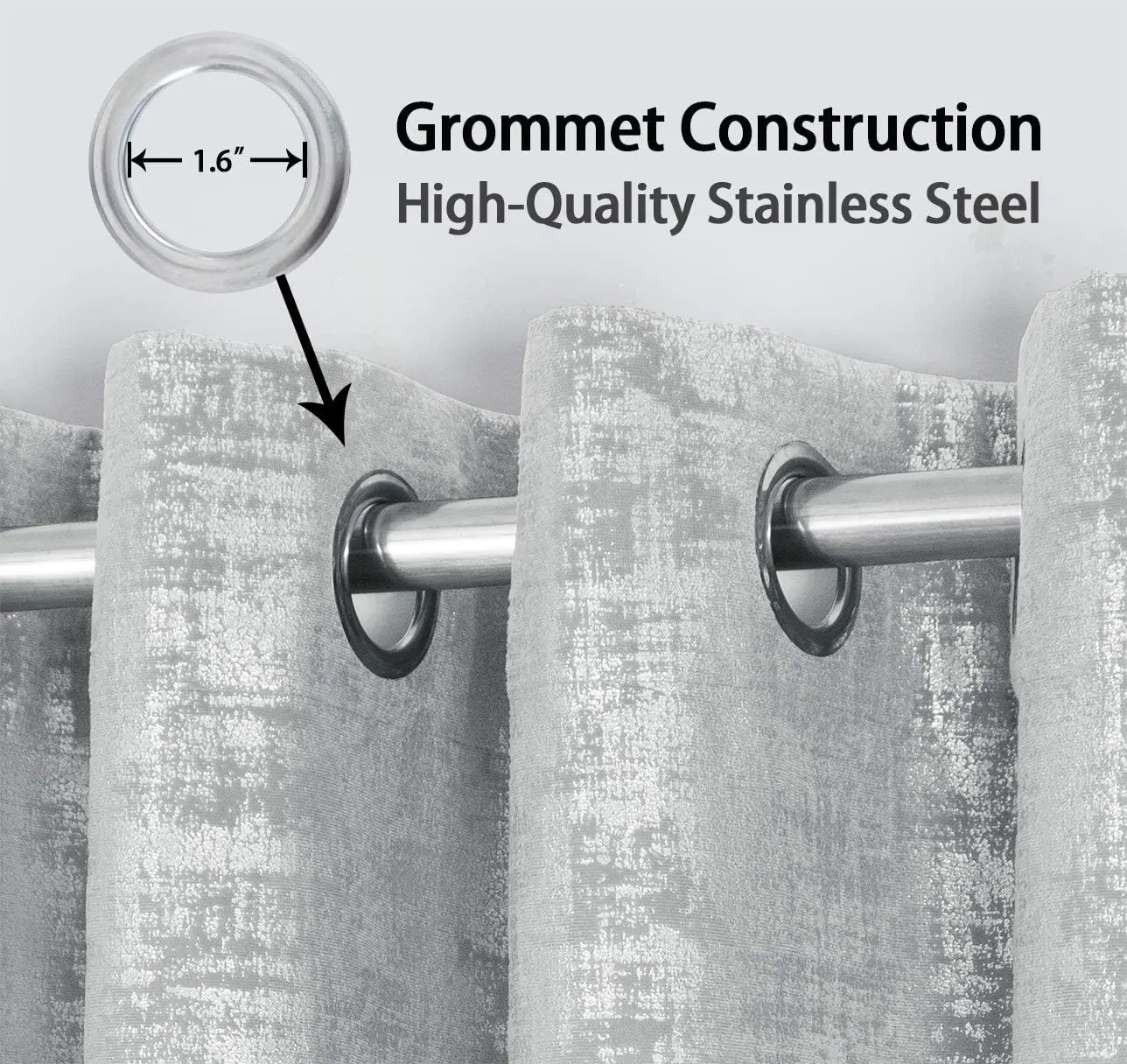 Tirai beludru lembut, gorden kamar tidur mewah panjang 95 inci, perawatan jendela motif Foil perak untuk ruang tamu, Set 2 warna perak