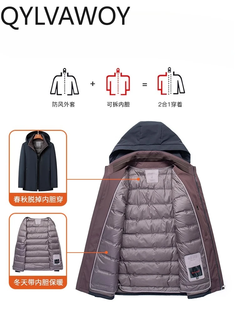 QYLVAWOY Middle-Aged Men's Down Jacket 2024 New Thickened Warm Men's Clothing Winter Outerwear Middle-Aged Elderly Dad's LJ2604