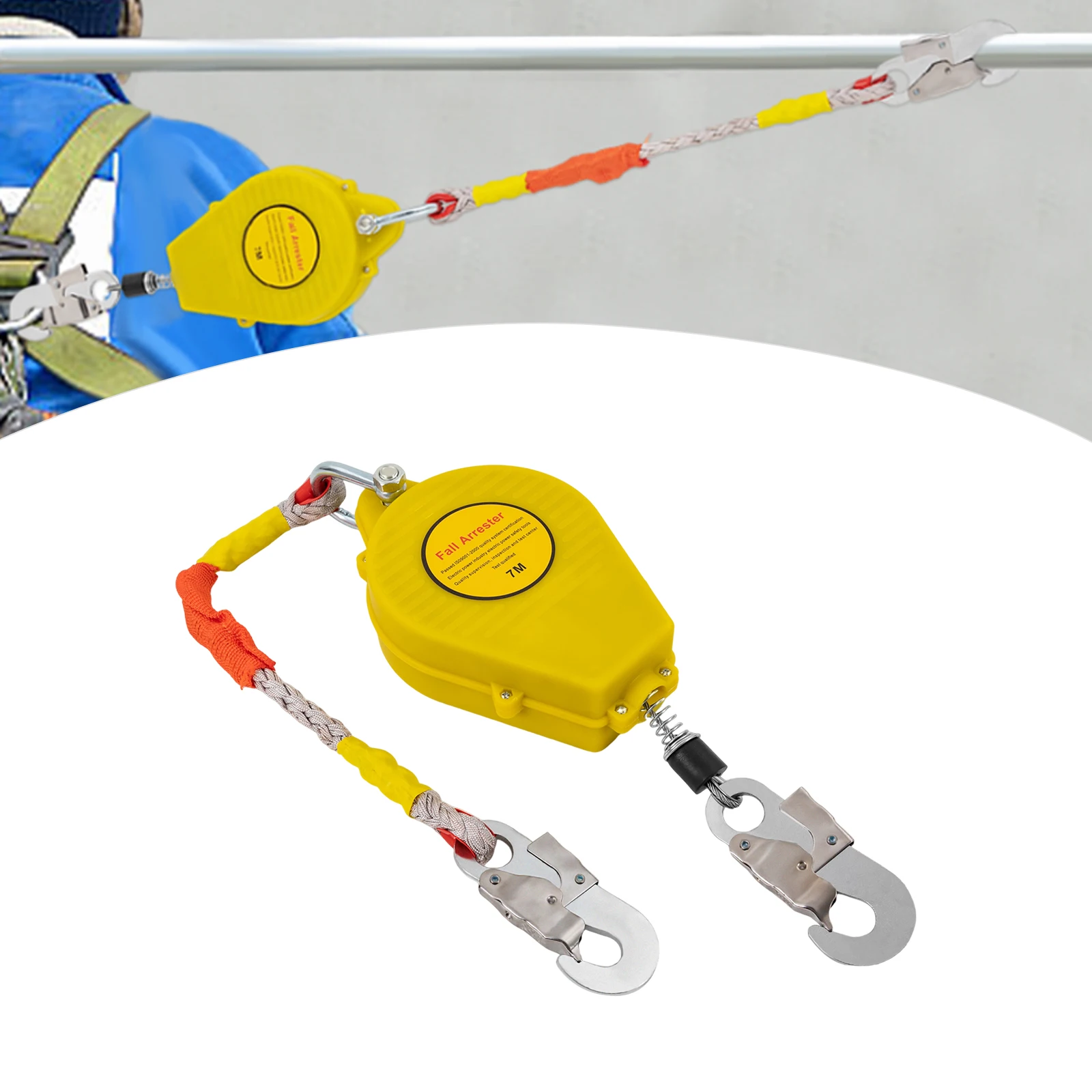 auto-lockFall Arrester, Safety Fall Arrester, Self Retracting Lifeline, 7M Fall Arrester Double Disc Brake System 8900N