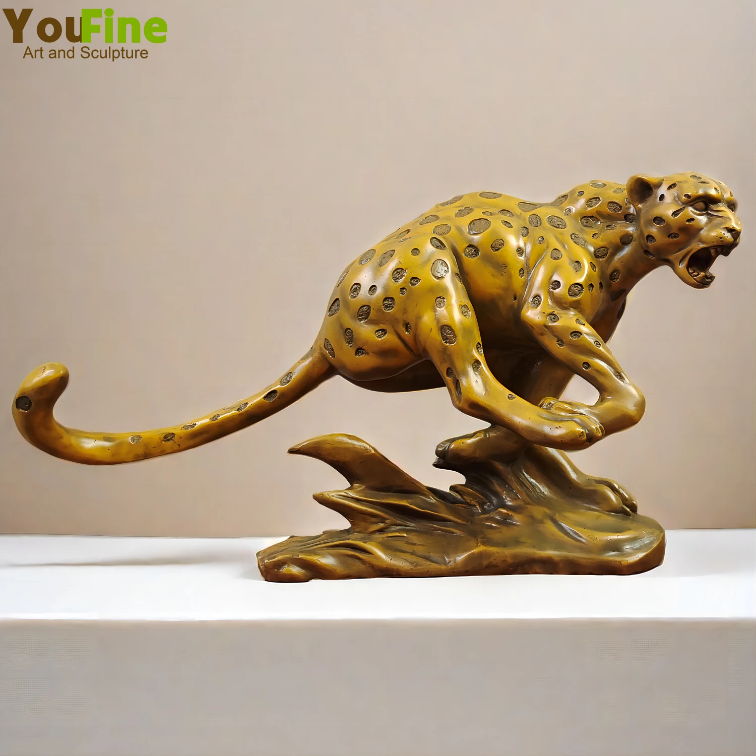 

Bronze Leopard Sculpture Bronze Animal Statue Cheetah Leopard Statues Luxurious Lucky Ornament Gifts For Home Decor Crafts