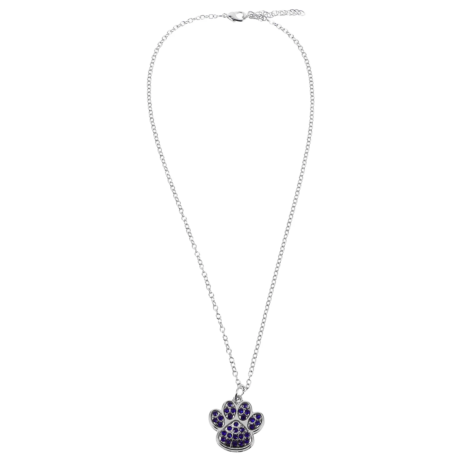 

Blue Rhinestone Dog Paw Print Necklace Vintage Elegant Pet Memorial Pendant Jewelry for Women Birthday Christmas Gift