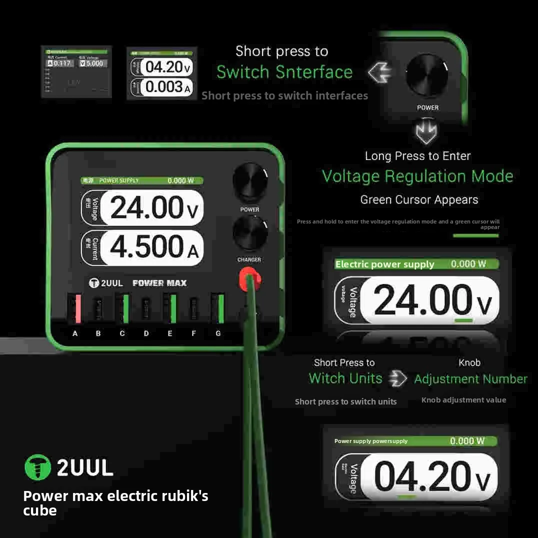 2UUL Powermax Electric Cube Curve 24V 4.5A DC Regulated Power Supply 200W Charger for Mobile Phone Repair Tools & Equipments