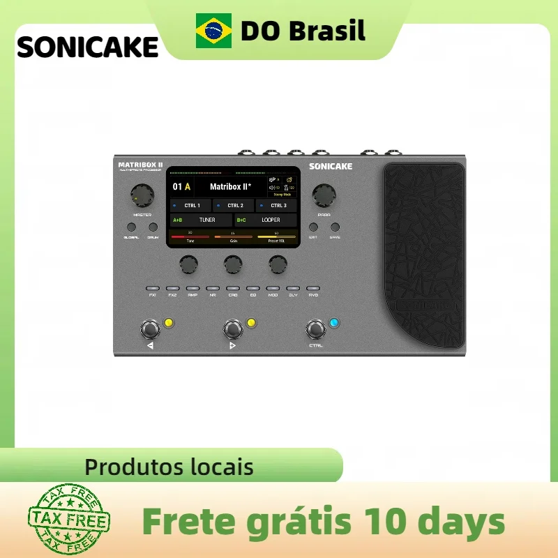 Processador de Multi-Efeitos SONICAKE Matribox II QME-100 para Guitarra e Baixo com Pedal de Expressão, Loop de Efeitos, MIDI, Estéreo e USB