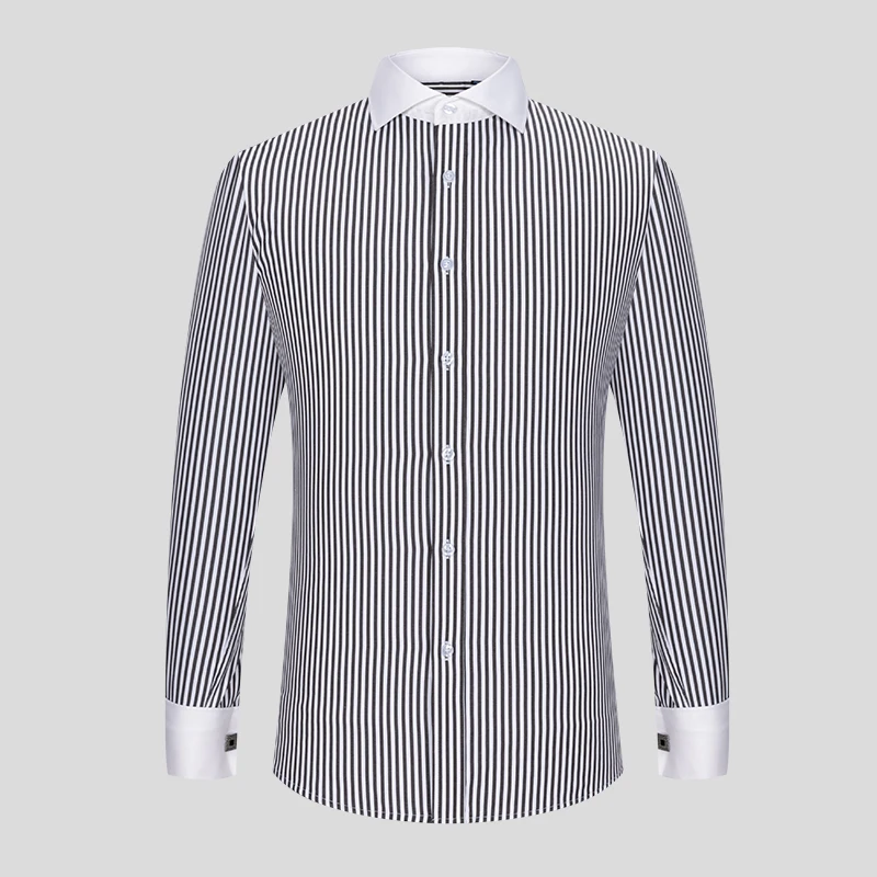 2032 High Quality French CufflinksSuit Collar Korean Version Slim Fitting Shirt Long Sleeve men\'s Tuxedo Shirts