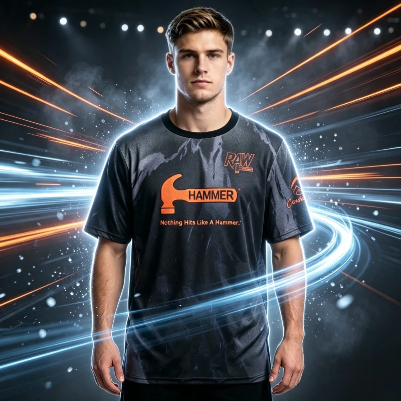Summer New Hammer Motivational Text Split Color Bowling Sports Jersey Performance Tee Fan Casual Streetwear Top Family Kids Tees
