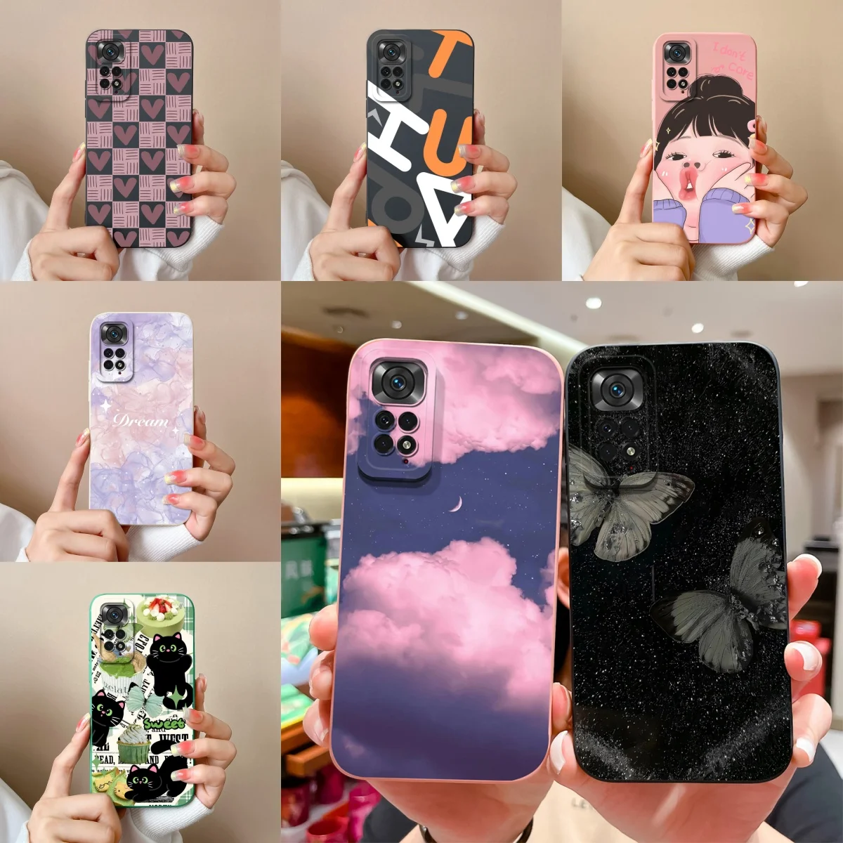 

Чехлы с жидкостью высокого качества для Xiaomi Redmi Note 11 11S 4G Бабочка небо облако Прочный противоударный чехол для redmi note 11 Funda